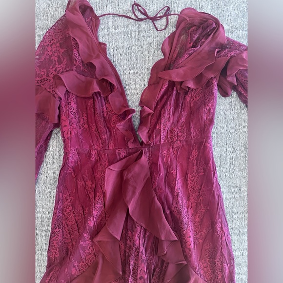 For Love & Lemons Daphne Lace Mini Dress in Bordeaux Small - Picture 6 of 11